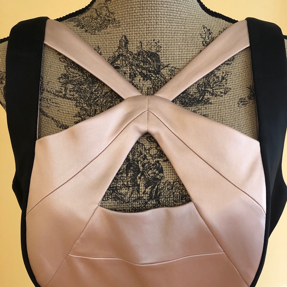 JAX satin pink and black evening dress